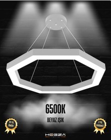 Resim Octagon Gri Kasa, Beyaz Işık Modern Sarkıt Led Avize GRİ RENK 