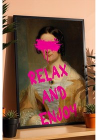 Resim Relax And Enjoy Çerçeveli Tablo Boyalı Göz Detaylı Estetik Tasarım Şık Ev Hediyesi Altered Art 