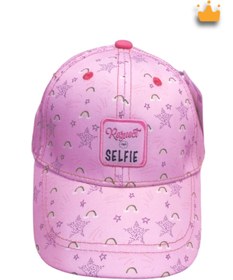 Resim Kitti 1-3 Yaş 50cm Kız Bebek Çocuk Selfie Desenli Ayarlanabilir Şapka Kep Kasket Koyu Pembe Y231001 