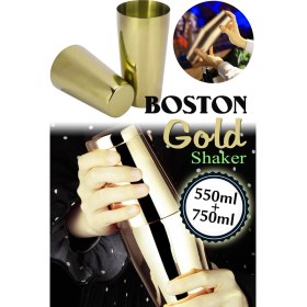Resim Boston Shaker Kokteyl Karıştırıcı 550ML-750ML Çift Hazneli Gold Shaker RA902 