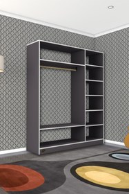 Resim Kenzlife Giysi Dolabı Dursun 180*150*40 Gri Gardırop 