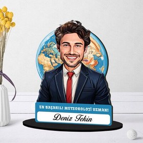 Resim Kişiye Özel Erkek Meteoroloji Uzmanına Hediye Karikatürlü Biblo 