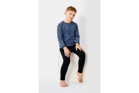Resim Thermoform Çocuk Seamless Uzun Kollu Termal İçlik Seti Mavi Merino Yün Kız Çocuk İçin Konforlu 
