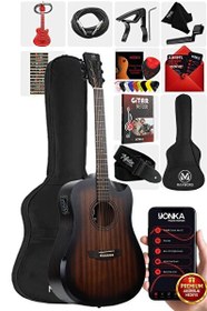Resim Maxword Luxury HCR-560BRW-EQ Half Cutaway Elektro Akustik Gitar Seti - Kahverengi 