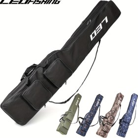 Resim LEOFISHING Balıkçılık Malzemesi Saklama Çantası 130cm/4.27ft Taşınabilir Olta Makinesi Düzenleyici İki Katmanlı Büyük Kapasiteli Seyahat Kapağı ve Alet Taşıma Çantası 