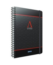 Resim Academia Spiralli Siyah Kırmızı Sert Kapak 120 Yaprak 17x24 Çizgili Defter 