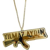 Resim Gold Renk Silah Logolu Isimli Lüx Pleksi Dikiz Ayna Süsü 