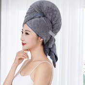 Resim Kadınlar İçin Ekstra Uzun Saç Havlusu - Hızlı Kuruyan Yüksek Emici Turban - Duş Sonrası Sağlam Saç Sarmağı, Uzun/Kıvırcık/Ponytail için - Spa, Spor Salonu, Seyahat - Büyük Boy 60x100cm (1.96x3.94ft) - Şık İki Tonlu Gri & Mavi Tasarım, Spa Aksesuarı, Peluş Dokulu, Fitness Tutkunları 