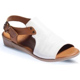 Resim Bueno Shoes Beyaz Deri Kadın Düz Sandalet 
