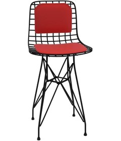 Resim Knsz ufak boy tel bar sandalyesi 1 li uslu syhkrm sırt minderli 55 cm oturma yüksekliği mutfak bahçe cafe ofis 