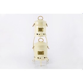 Resim 2 Katlı Ekonomik Boy Metal Stand Patates Soğan Kovası Krem 1041 