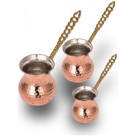 Resim Turna Bakır Eylül Cezve 3'lü Takım Makine Dövme Kırmızı Turna125 