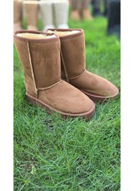 Resim Kadın Lüx Süet İçi Kürklü Kışlık Kalın Taban Konforlu Bot Taba 