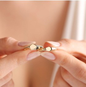 Resim 14K Altın Şövalye Yüzük (Kişiselleştir) Beşgen 0,6 Cm 552977817 
