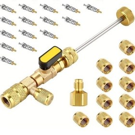 Resim Dashanshop R410a R22 R32 Valf Çekirdeği Çıkarma Aleti 20pcs Valf Çekirdeği Ve Adaptörlü 