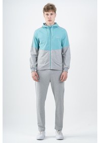 Resim Maraton Sportswear Comfort Erkek Kapşonlu Dar Paça Reglan Kol Basic Turkuaz Eşofman Takımı 22309-turkuaz Turkuaz 
