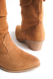 Resim Riccon Kadın Kısa Western Çizme 0012891 Taba Süet 