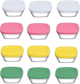 Resim Paşabahçe Kapaklı Cam Saklama Kabı 12'li Kahvaltılık 310 CC 