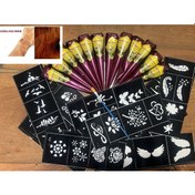 Resim Airbrush Tattoo Doğal Renk Jumbo Boy Kına 50 G + Koni Kına 2'li + Şablon 12'li 