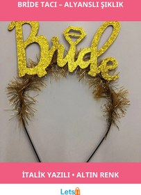Resim Letsii Altın Renk Alyanslı Bride Taç Bekarlığa Veda Partileri İçin Şık Aksesuar 