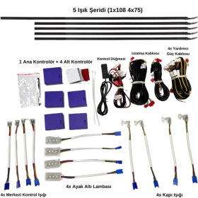 Resim Araç Içi Ambiyans Aydınlatma Sistemi 64 Renk Rgb LED Bluetooth Destekli - Müzik ve Ses Duyarlı 