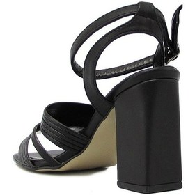 Resim Kanuga Bb2022-71 Siyah Kadın Bilekten Kemerli Topuklu Sandalet Siyah 