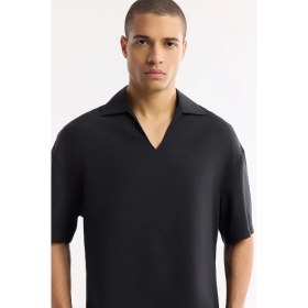Resim AVVA Erkek Siyah Polo Yaka Soft Touch Kısa Kol Comfort Fit Gömlek A51Y2140 