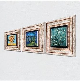 Resim Pinecone Stone Van Gogh Ren Nehri’nde Yıldızlı Bir Gece, On İki Ayçiçekli Vazo, Badem Ağacı Taş Duvar Tablosu - Çerçeveli Taş Tablo - Dekoratif Duvar Sanatı - Modern Ev ve Ofis Duvar Dekoru K3-506 