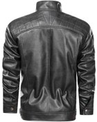 Resim NYC GİYİM TEKSTİL Omuzları Kapitone Dikiş Detaylı Hakim Yaka Hakiki Deri Mont 