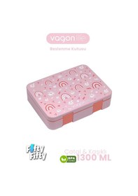 Resim Vagonlife 1300 Ml Tek Kat Sızdırmaz,karışmaz 4 Bölmeli Çocuk Beslenme Kutusu -ffb091-1300 Pembe 
