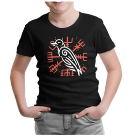 Resim Viking Logo - Karga Siyah Çocuk Tshirt 