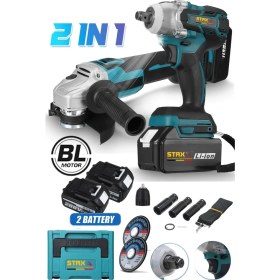 Resim Staxx Power Çantalı 2li Süperturbo Bl Motor Şarjlı Taşlama Spiral Şarjlı Somun Sıkma Sökme Setli 58VF 2000AH 