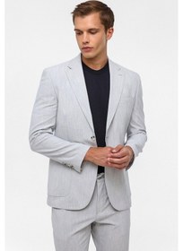 Resim Süvari Gri Slim Fit Desenli Mono Yaka 6 Drop Spor Takım Elbise 