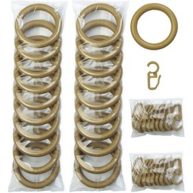 Resim Rustik Perde Halkası Ve Klips Meşe - 20 Adet 