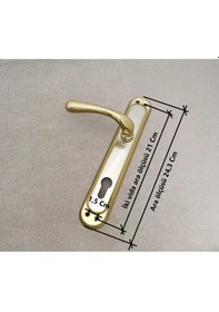 Resim Kumru Titanyum Saten Aynalı Yale Çelik Kapı Kolu + Kapı Babası Sol Basar Tek Yön 