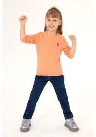 Resim U.S. Polo Assn. Kız Çocuk Somon Melanj Bisiklet Yaka Basic Kazak 50293586-VR254 