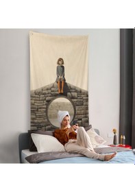 Resim Duvarda Oturan Yalnız Kız Duvar Örtüsü-7535 