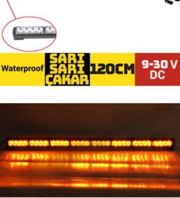 Resim KAPOTO 120cm Off Road Led Projektör Çakar Işık Sarı-Sarı 9V 30V Araç Üstü Led Bar 