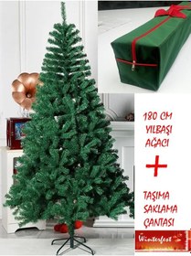 Resim Yılbaşı Çam Ağacı 180 Cm 580 Dal Taşıma Çantası Hediyeli 