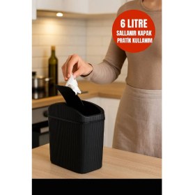 Resim Open Home Concept 6 Lt Çöp Kovası, Mutfak, Banyo, Tuvalet, Ofis Çöp Kutusu Siyah 