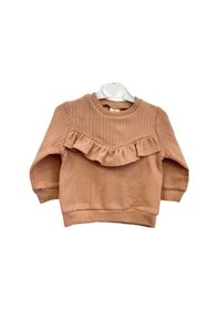 Resim Zekids Kız Çocuk Pamuklu Fırfır Detaylı Taytlı Takım-14295 Kahverengi 