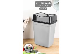 Resim 5 Litre Çift Kapaklı Kelebek Çöp Kovası, Mutfak ve Banyo Için Şık ve Pratik 