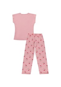 Resim Civil Girls Kiraz Desenli 10-13 Yaş Pijama Takımı - Pudra 