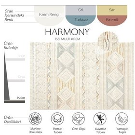 Resim Cool Halı Harmony 1551 Multi Krem Yumuşak Dokulu Çocuk Odası Halısı Modern Koridor Salon Dokuma Makine Halısı 