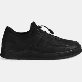 Resim Desa Erkek Siyah Bağcıklı Nubuk Deri Sneaker 