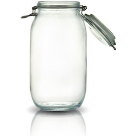 Resim 3'lü Korken Kavanoz 2000 Ml Vakumlu Kilitli Cam Saklama Kavanozu Şeffaf 