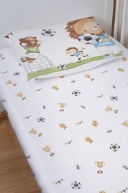 Resim Organik Bebek Boy Lastikli Çarşaf Seti - Şampiyon Minik Aslan 70 x 110 