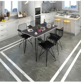 Resim Knsz masa sandalye takımı hem75mazlum grisyh 130*070 klç 4 sandalye syhsyh kolçaklı 