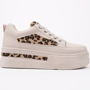 Resim Muggo Zarina Kadın Kalın Taban Leopar Desenli Bağcıklı Günlük Sneaker Spor Ayakkabı 