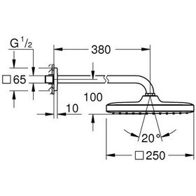 Resim Grohe Tempesta 250 Cube Tepe Duşu Seti 380 Mm, Tek Akışlı - 26687000 Gümüş 